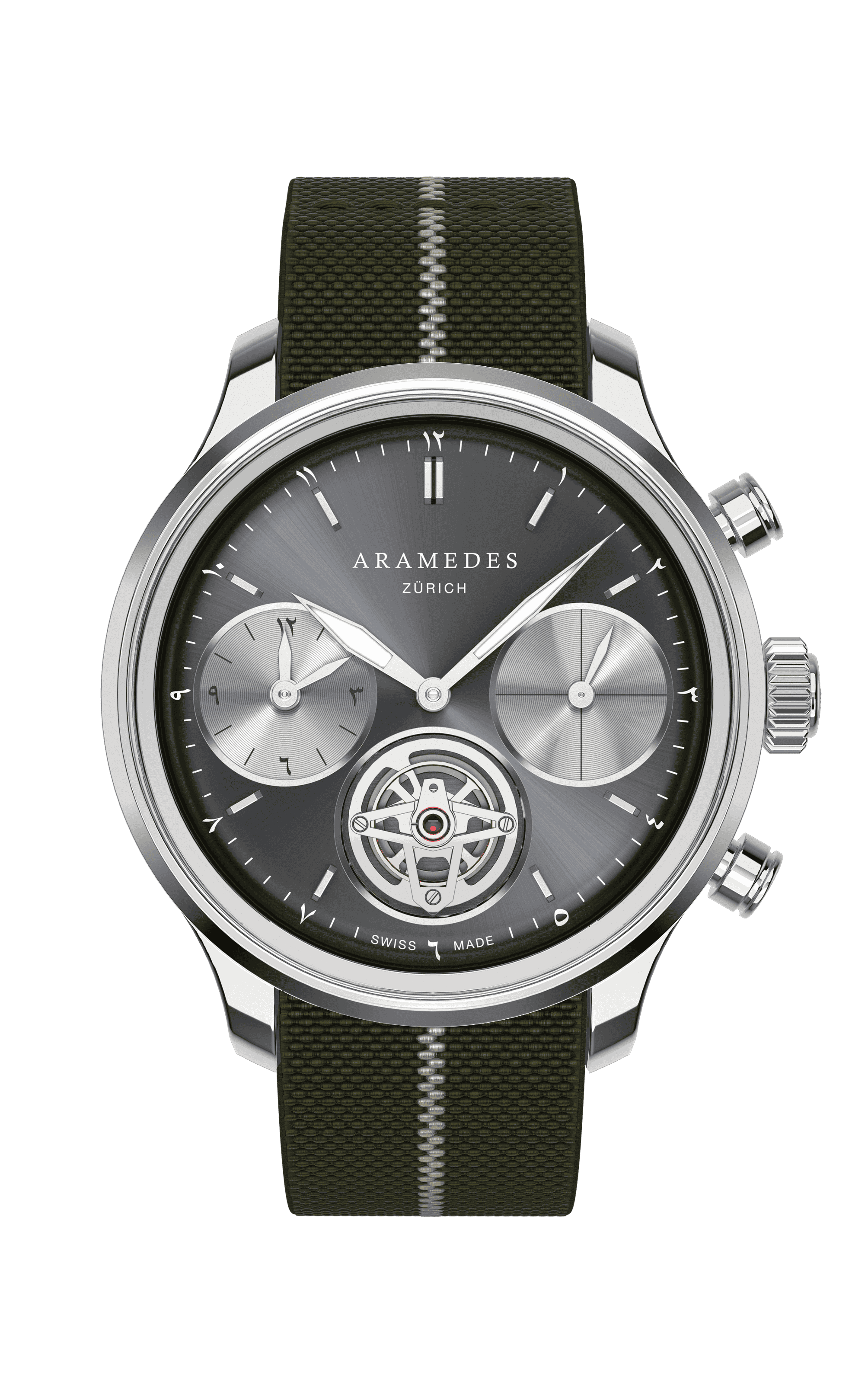 A product photo of the watch, Mastertimer Salat Tourbillon Automatic, from Aramedes.