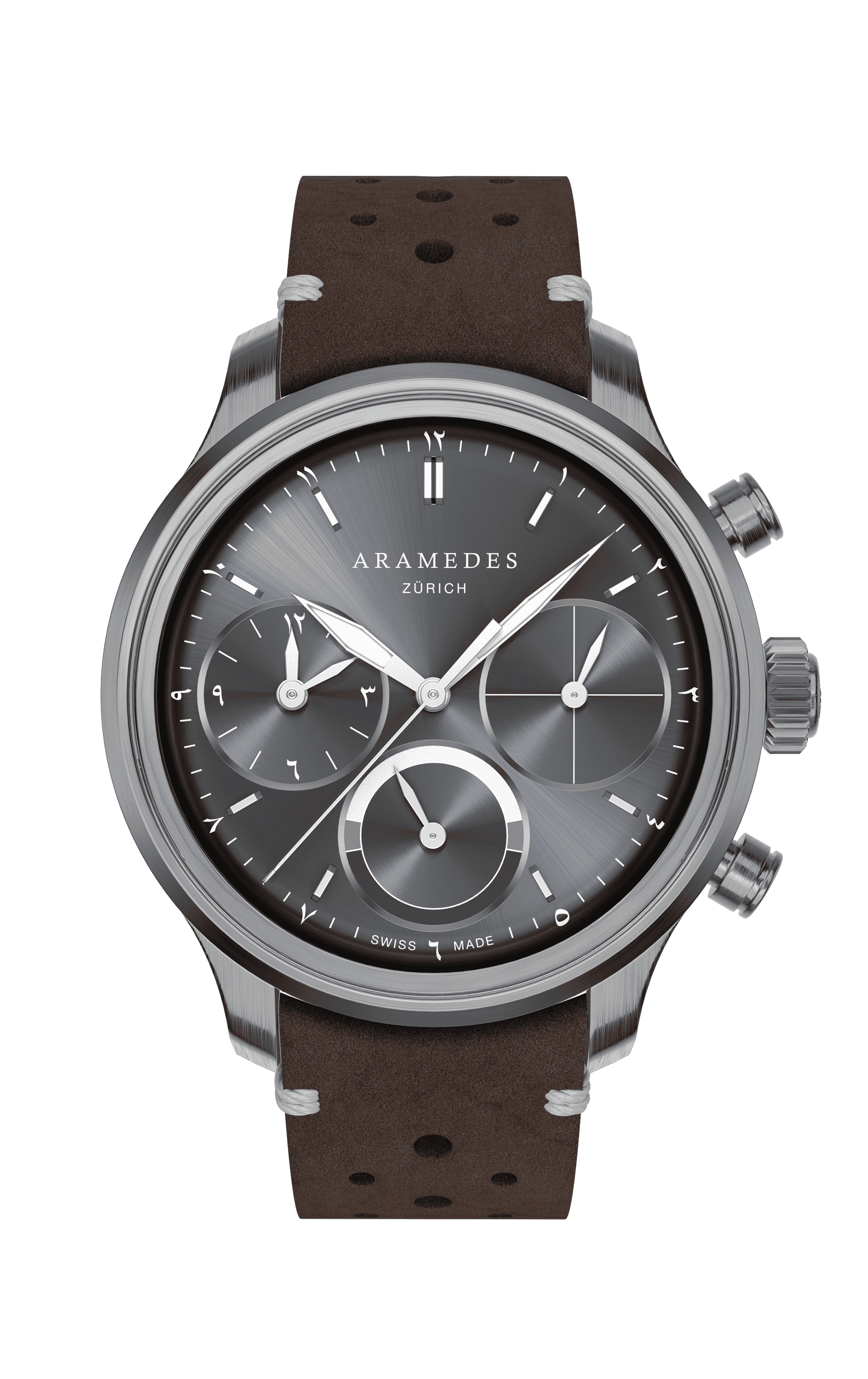 A product photo of the watch, Mastertimer Sawm, from Aramedes.