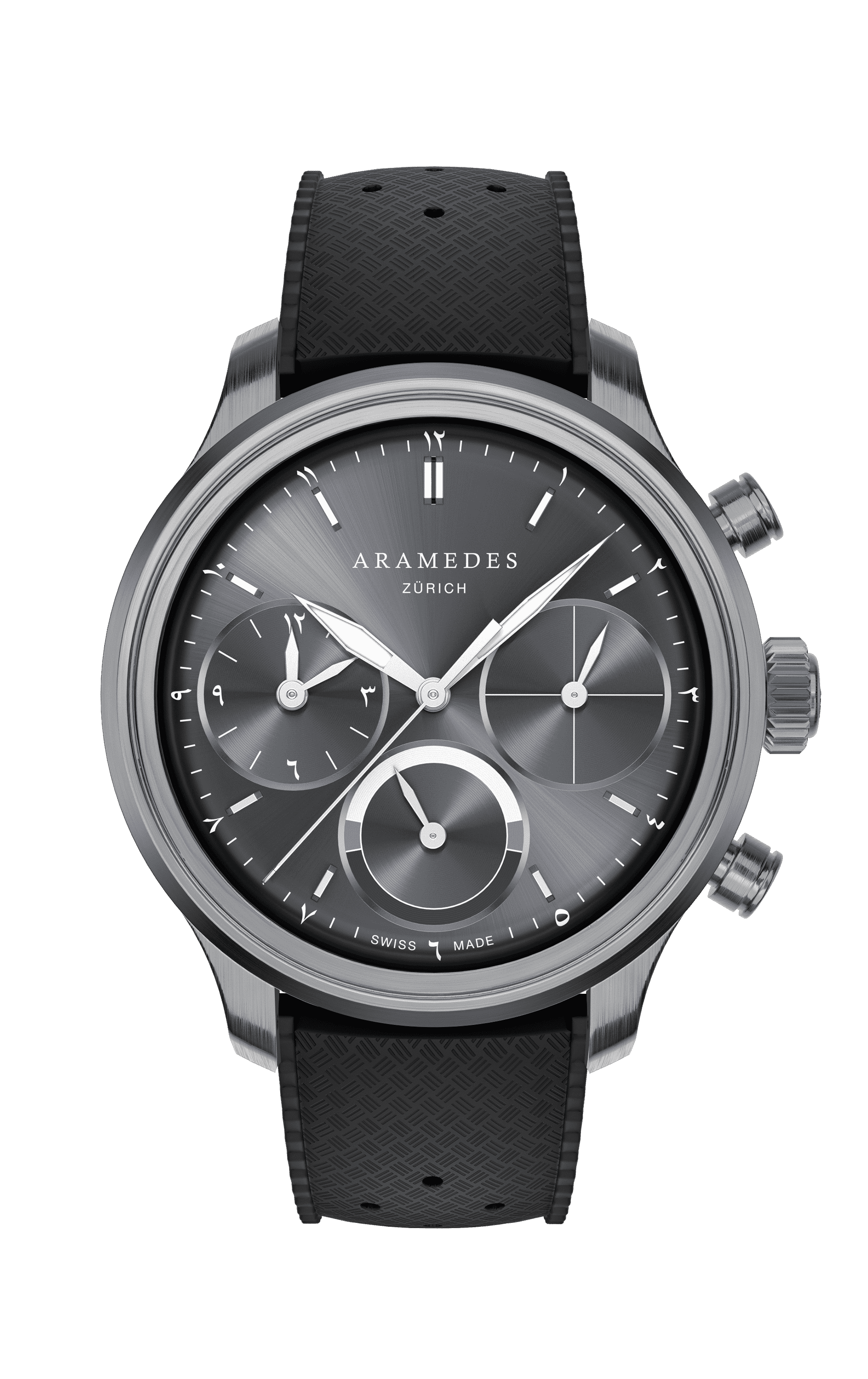 A product photo of the watch, Mastertimer Sawm, from Aramedes.