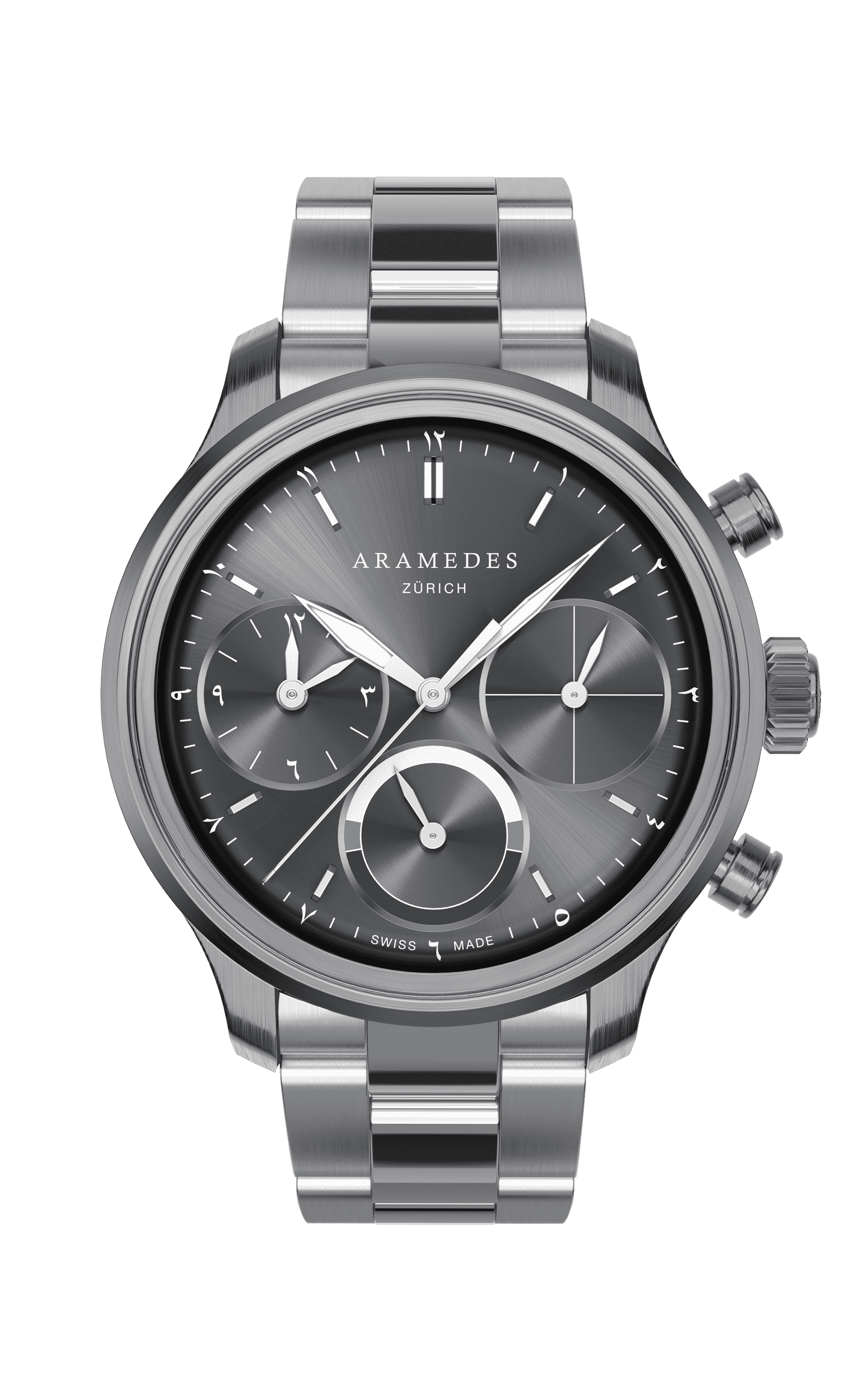 A product photo of the watch, Mastertimer Sawm, from Aramedes.