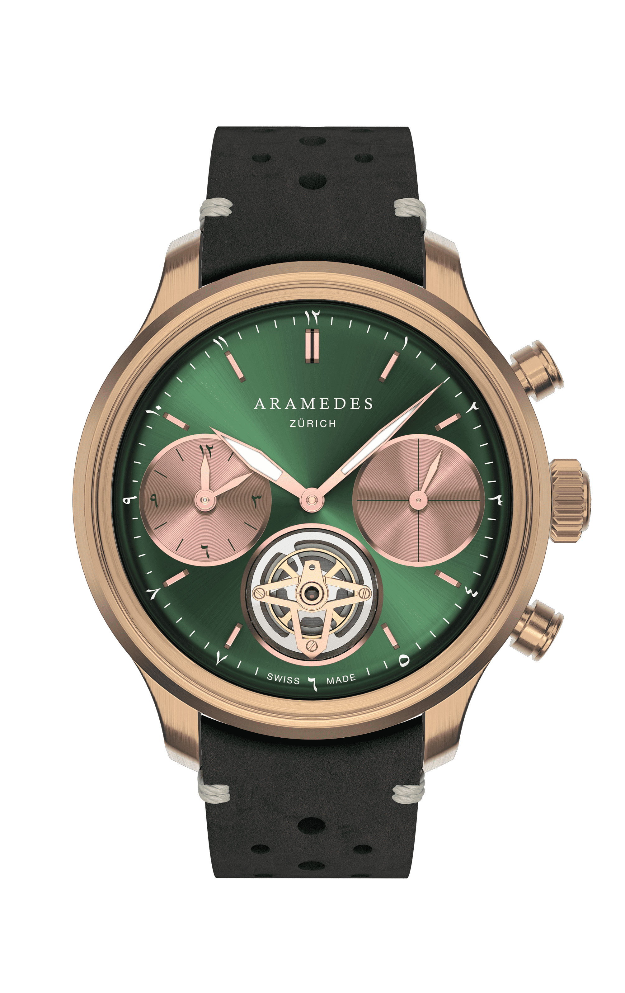 A product photo of the watch, Mastertimer Salat Tourbillon Automatic, from Aramedes.
