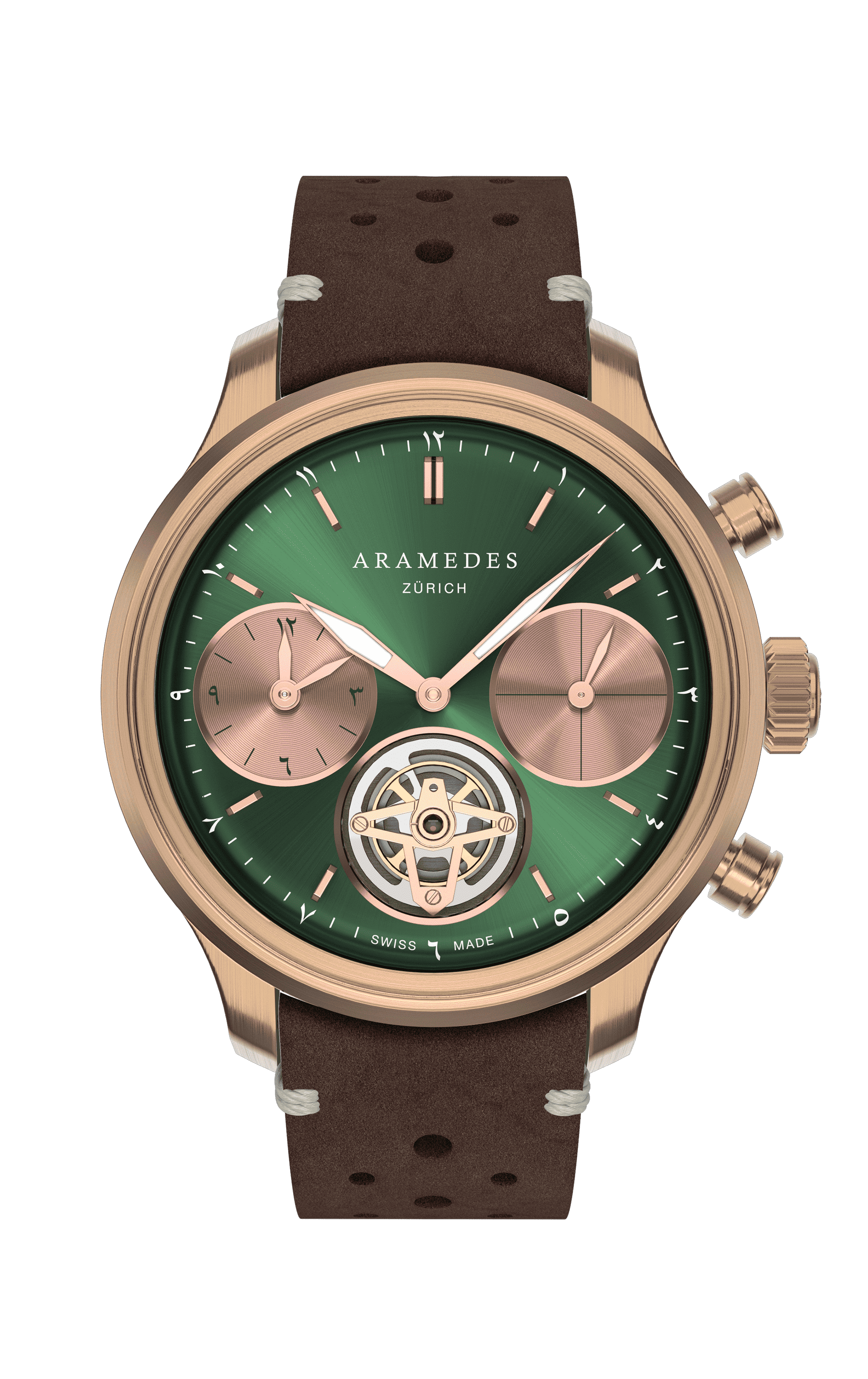 A product photo of the watch, Mastertimer Salat Tourbillon Automatic, from Aramedes.